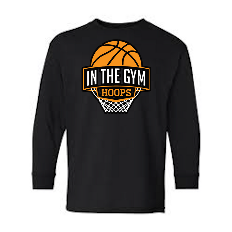 Black Long Sleeve Logo T-Shirt - In The Gym Hoops Logo